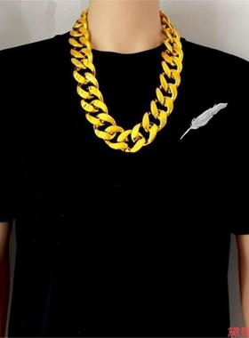 拍照演出夸张网红超粗饰品土豪仿金项链道具社会金链子配饰