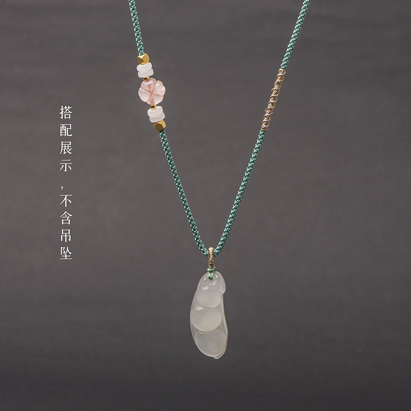 吊坠挂绳项链绳翡翠平安扣手工编织和田玉蜜蜡可调节高货绳 - 图1