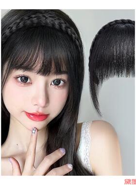 补发块发辫真人发一体的碎头顶网红头帘刘海假发片头饰圆脸前