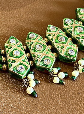 国内现货印度传统民俗手工串米珠低温彩陶土锁骨链不包邮贝叶工坊