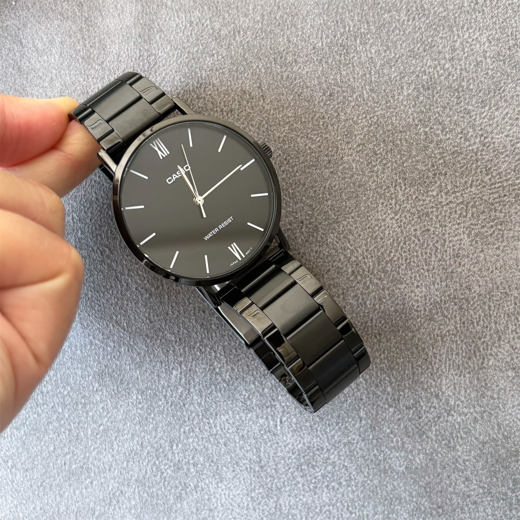 卡西欧手表CASIO MTP-VT01B-1B黑暗之心黑武士商务简约黑色钢带表 - 图0