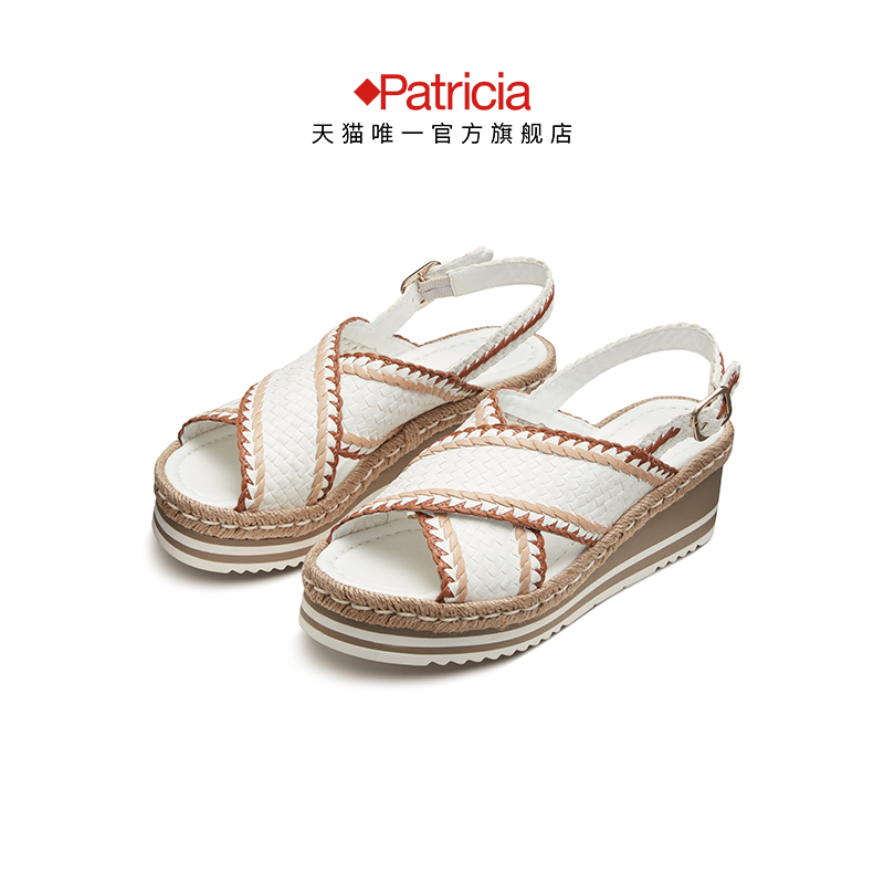 Patricia/帕翠亚西班牙原产2024春夏手工编织厚底坡跟凉鞋女71248 - 图1