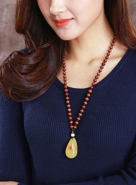 中国风秤砣二代长款毛衣秋冬血珀