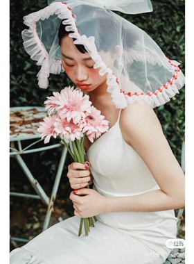 花边拍照道具短款蝴蝶结