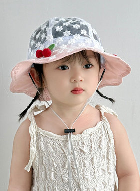 新款儿童小公主帽子女夏季防晒