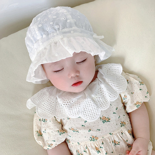婴儿遮阳帽夏季薄款女太阳帽春秋新生儿宝宝帽子公主婴幼儿渔夫帽