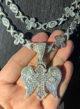Bling Iced Out CZ Micropave Cross Pendant Hip Hop Cross Evil