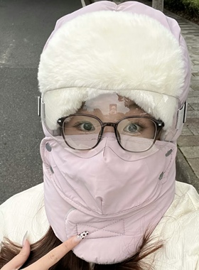 【保暖神器】骑行帽子女冬季加绒加厚挡风保暖防寒面罩防雨雷锋帽