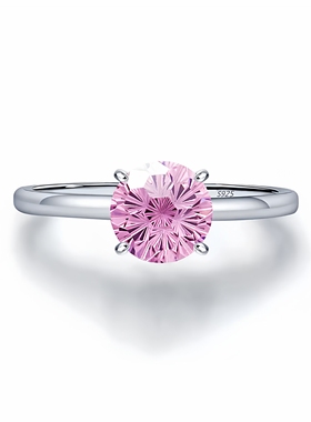 正品莫桑钻戒指经典高碳钻戒s925纯银钻戒求婚订婚戒指冰蓝钻戒