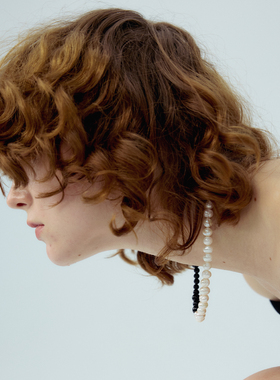 RiverineAdara「雪吻潮声」黑曜石天然水晶淡水珍珠颈链项链饰品