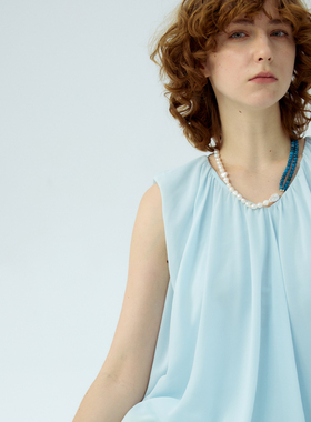 RiverineAdara「海穹」磷灰石天然水晶淡水巴洛克珍珠颈链项链