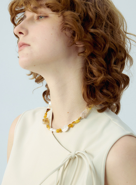 RiverineAdara「潮蚀遗音」天然水晶琥珀巴洛克珍珠颈链项链首饰