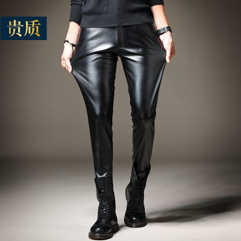 皮裤男加绒加厚冬青年韩版潮摩托车皮裤机车皮裤男修身秋冬小脚,淘宝优惠券,粉丝福利购,淘宝优惠卷