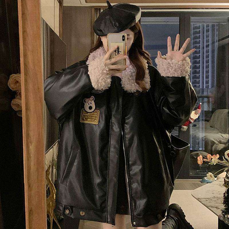 300斤大尺码女装美拉德羊羔绒皮衣棉服女胖mm覆古宽松毛领夹克外,淘宝优惠券,粉丝福利购,淘宝优惠卷