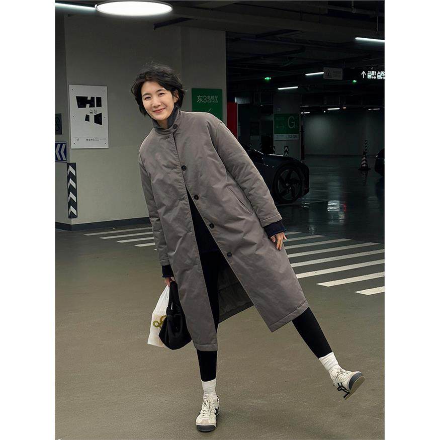 周浪清小个子灰色长款轻薄棉服女2025年新款秋冬保暖棉衣宽松外套,淘宝优惠券,粉丝福利购,淘宝优惠卷