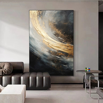 Hand-painted Oil Painting Gold Leaf Black & White Xuanguan Decoration Painting Modern Grey Living Room Sofa Background Wall Abstract Muscular Hang Painting