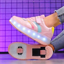 Amazon Luminous Led Storm Walking Shoes Double Wheels Boys Charging Wheels Shoes Girl Wheels Skating Shoes