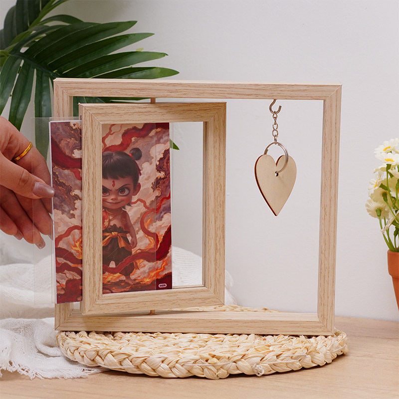 创意相框木质旋转双面相框摆件情侣6寸7寸立体桌面摆台画框360度,淘宝优惠券,粉丝福利购,淘宝优惠卷