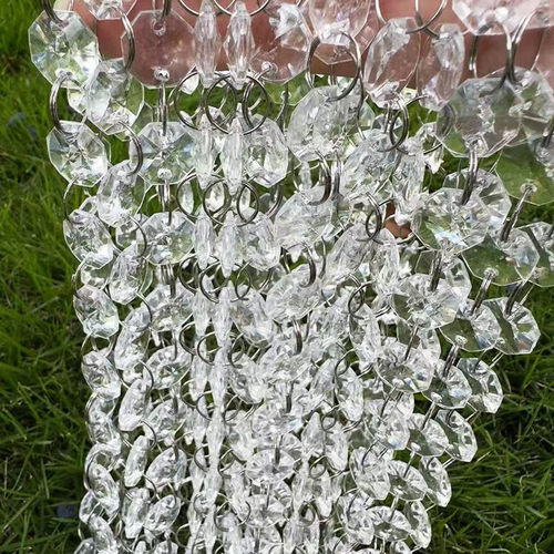 婚庆水晶珠帘八角珠帘珠串路引酒店吊顶装饰帘子婚礼珠链灯饰配件 - 图3
