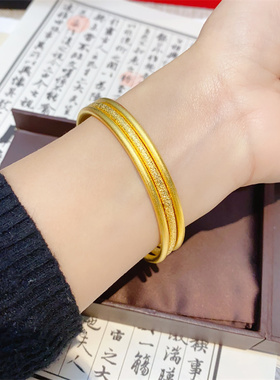 时尚女款古法沙金多圈手镯