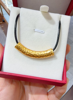 金店同款锤纹弯管项链女