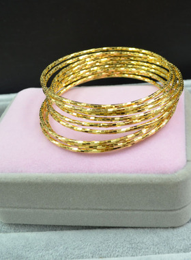 铜合金仿黄金多个花纹光圈手镯