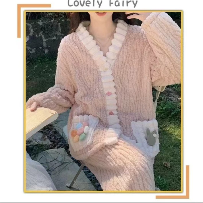 俞兆林睡袍女秋冬季加厚珊瑚绒长款浴袍家居服套装可外穿法兰绒_淘宝内购会_-第5张图片-提都小院