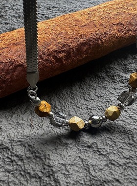 原创设计钢链串珠拼接项链配饰