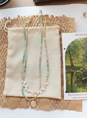 原创设计师彩色天然石串珠项链