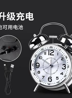 闹钟学生专用超大声2026新款夜光金属打铃充电式起床神器防摔耐用