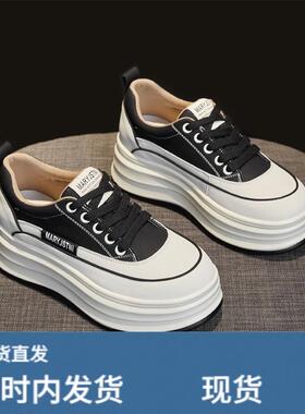 意尓康小白鞋女2025新款春秋爆款休闲运动鞋女厚底松糕跟增高百搭