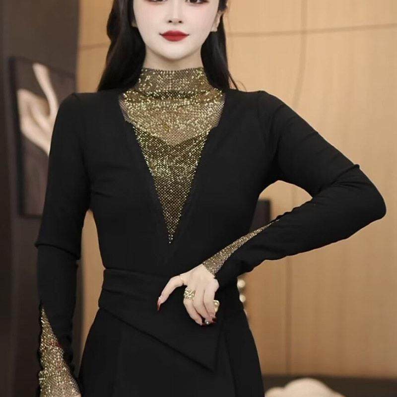 2025新款秋冬时尚百搭抓绒洋气镶钻气质保暖上衣女气质保暖打底衫,淘宝优惠券,粉丝福利购,淘宝优惠卷