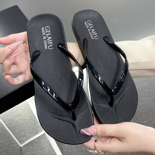 百搭时尚纯色新款沙滩人字凉拖鞋女外穿简约软底夏季经典人字拖女 - 图1