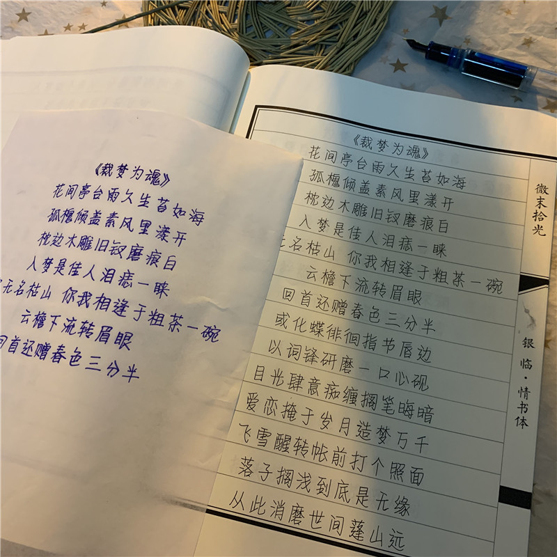 少女国风字帖硬笔钢笔临摹描红练字本古风银临歌词本可爱女生字体-图0