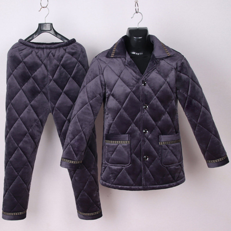 冬季加绒加大三层法兰绒珊瑚绒夹棉 昂哲睡衣/家居服套装