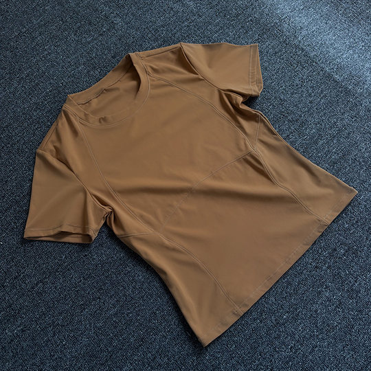 日常百搭瑜伽服短袖简约圆领T恤纯色修身显瘦户外健身运动上衣女