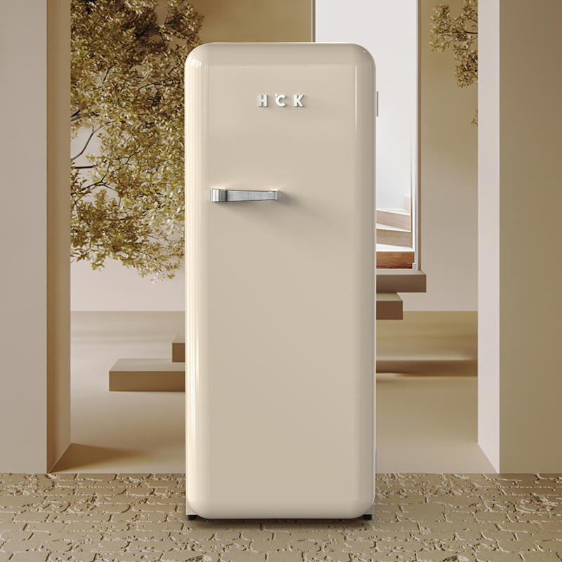 HCK哈士奇复古冰箱家用单门办公室冷藏冷冻大容量网红高颜值冰吧-图1