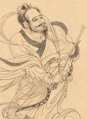 元 张渥 九歌图卷微喷打印宋元人物画临摹画稿底稿工笔线描范本