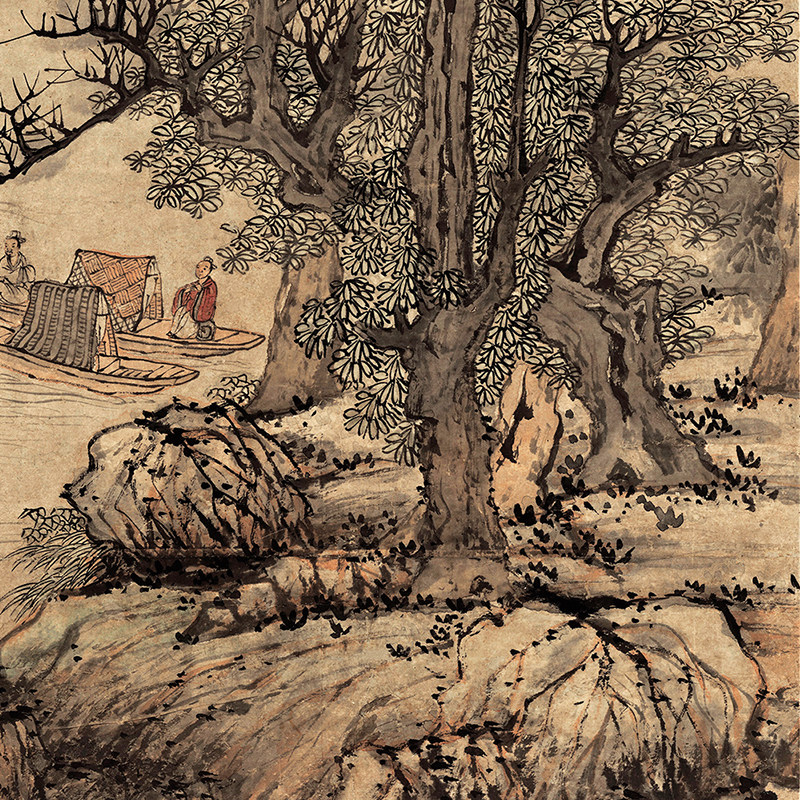 明蓝瑛秋山渔隐图真迹高清微喷打印画心学习临摹画稿仿古山水复制,淘宝优惠券,粉丝福利购,淘宝优惠卷