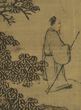 沈周青山红树图高清微喷临摹画稿
