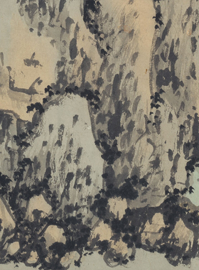 中秋赏月图临摹画稿沈周山水画