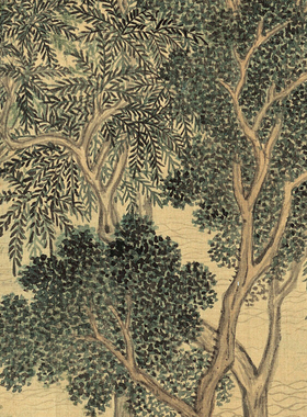湖山春暖图复制画心画稿
