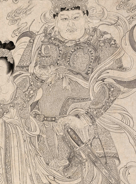 北宋李公麟维摩演教图真迹人物画
