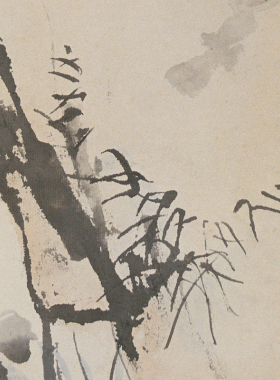 潘天寿指墨八哥微喷画稿画心