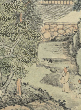 临摹画稿高清微喷沈周山水画