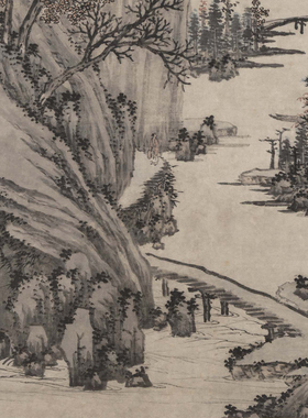 沈周秋林话旧图高清临摹画稿画心