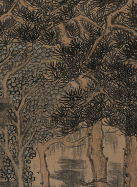 王时敏南山积翠图高清临摹画稿