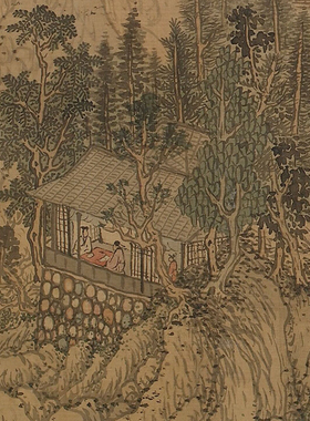 王蒙仿王维辋川图高清微喷画稿