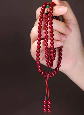 【师傅推荐】普陀手作五路财神108颗红砂男女吉祥随身车载挂饰