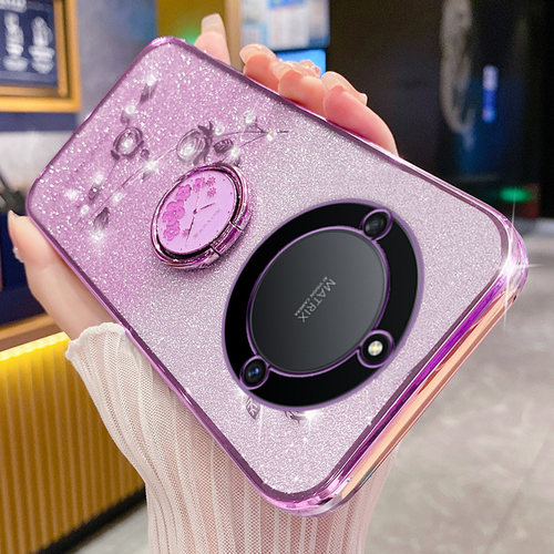 适用于华为荣耀X40手机壳RMO一AN00保护5G硅胶套honor全包防摔x4o软壳x405g闪粉玫瑰ANOO指环支架RMOANOO花钻 - 图0